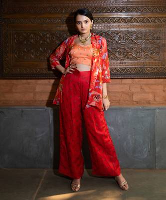 Red Viscose Co-Ord Set 1