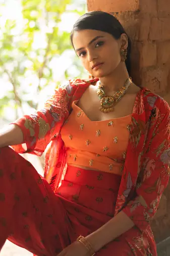 Red Viscose Co-Ord Set
