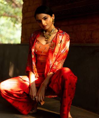Red Viscose Co-Ord Set 4