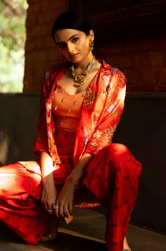 Red Viscose Co-Ord Set