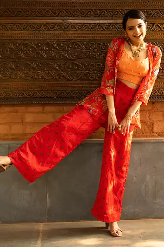 Red Viscose Co-Ord Set