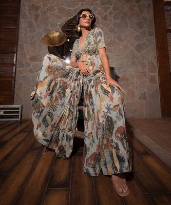 Grey Viscose Sharara Set 6