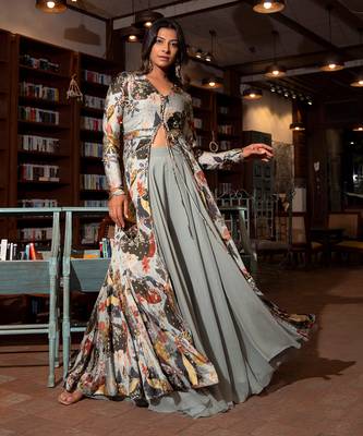 Grey Viscose Gown 1