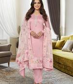 Light Pink Color Viscose Silk Embroidered Straight Salwar Kameez