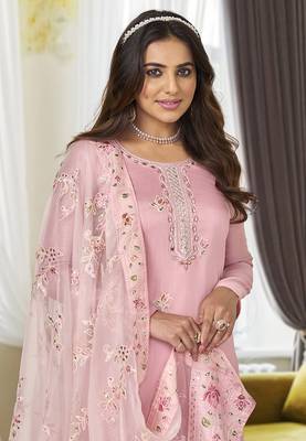 Light Pink Color Viscose Silk Embroidered Straight Salwar Kameez 2
