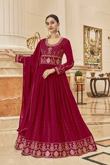 Rani Pink Color Georgette Embroidered Anarkali suit