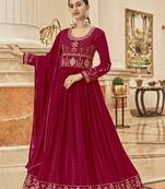 Rani Pink Color Georgette Embroidered Anarkali suit