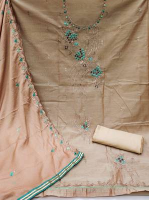 Beige Embroidered Chanderi Salwar 2