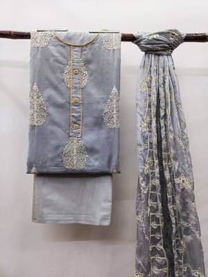 Grey Embroidered Chanderi Salwar 3