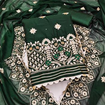 Dark-Green Embroidered Chanderi Salwar 1