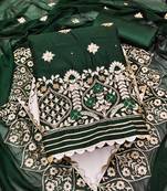 Dark-Green Embroidered Chanderi Salwar