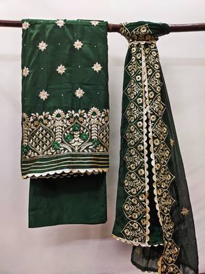 Dark-Green Embroidered Chanderi Salwar 2