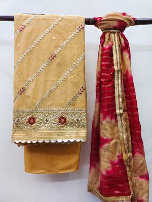 Beige Embroidered Chanderi Salwar 2