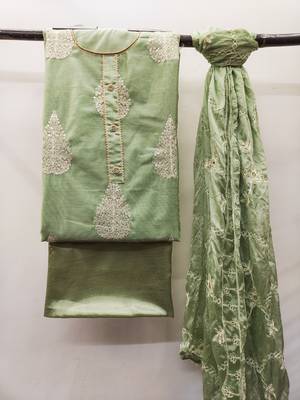 Light-Green Embroidered Chanderi Salwar 3