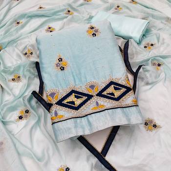 Sky-Blue Embroidered Chanderi Salwar 1