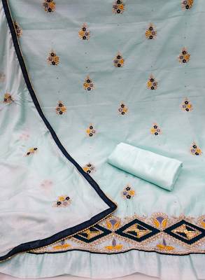 Sky-Blue Embroidered Chanderi Salwar 2
