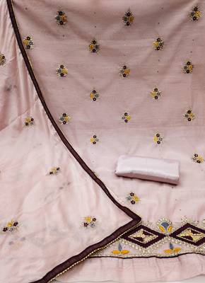 Light-Peach Embroidered Chanderi Salwar 2
