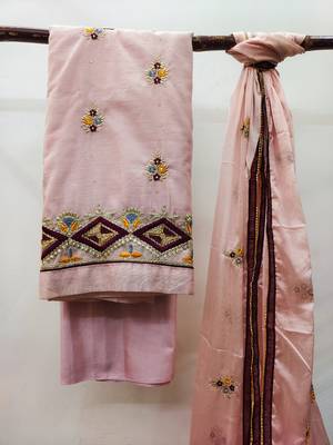 Light-Peach Embroidered Chanderi Salwar 3