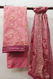 Light-Pink Mirror Banarasi Salwar