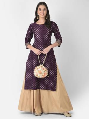 Span Purple Embroidered Straight Kurta 1
