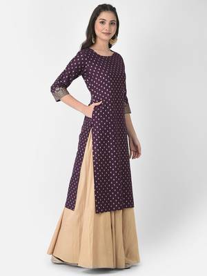 Span Purple Embroidered Straight Kurta 2