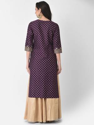 Span Purple Embroidered Straight Kurta 4