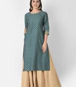 Span Green Printed Straight Kurta