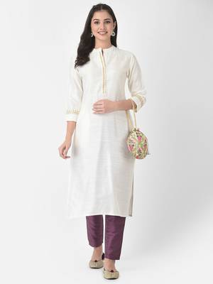 Span White Embroidered Straight Kurta 1