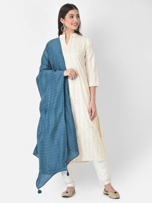 Span White Printed A-Line Kurta 1