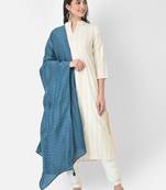 Span White Printed A-Line Kurta