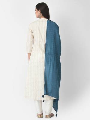 Span White Printed A-Line Kurta 4