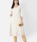 Span White Embroidered Straight Kurta
