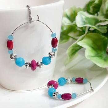 Blue agate hoops 1
