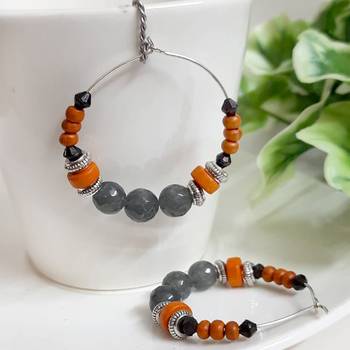 Grey agate hoops 1