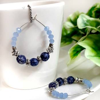 Blue agate hoops 1