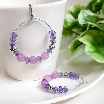 Purple agate hoops 1