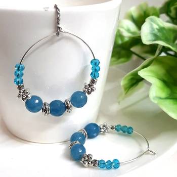 Blue agate hoops 1