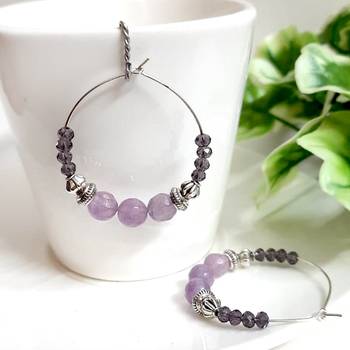 Purple agate hoops 1
