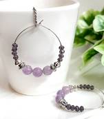 Purple agate hoops