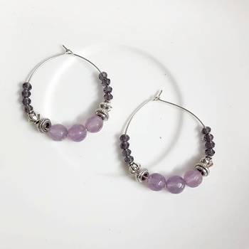 Purple agate hoops 2