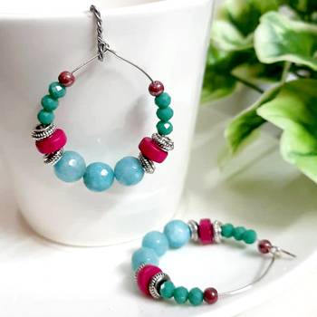 Blue agate hoops 1