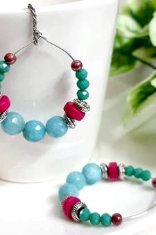 Blue agate hoops
