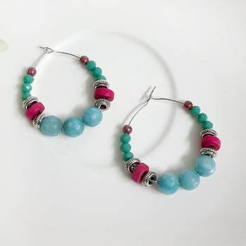 Blue agate hoops 2