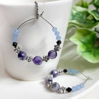 Purple agate hoops 1