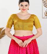 Polyester Padded Front Open Elbow Sleeves Blouse