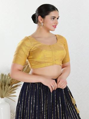 Polyester Padded Front Open Elbow Sleeves Blouse 3