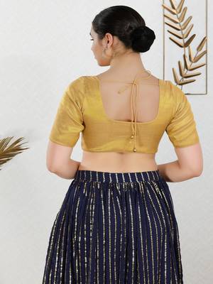Polyester Padded Front Open Elbow Sleeves Blouse 5