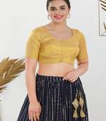 Polyester Padded Front Open Elbow Sleeves Blouse