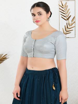Polyester Padded Front Open Elbow Sleeves Blouse 3