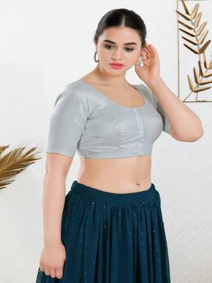 Polyester Padded Front Open Elbow Sleeves Blouse 4